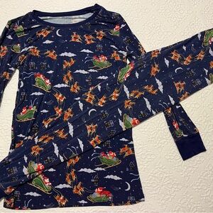 Little Sleepies Size 16 Navy Santa Holiday Pajama Set